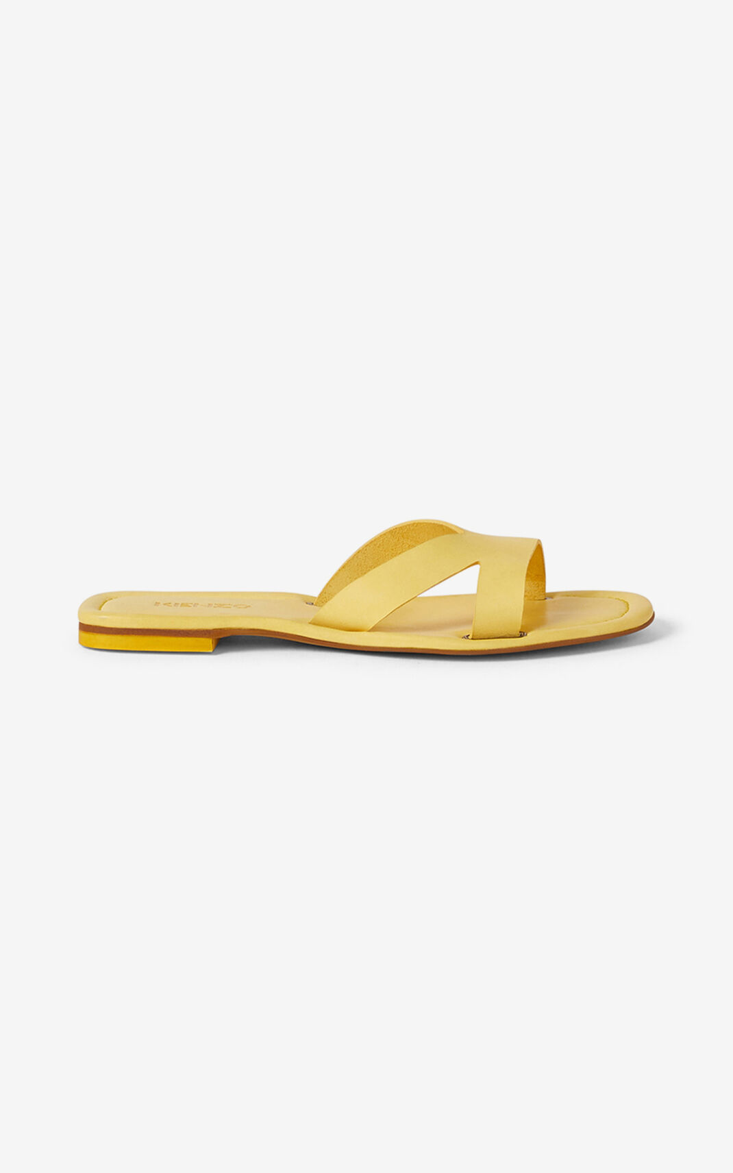Kenzo OPANKA flat leather Mules Yellow For Womens 2680TKVXG